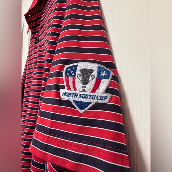 Men’s Greg Norman Golf Polo, Red White Blue Stripe Classic, size Large - Picture 6 of 6